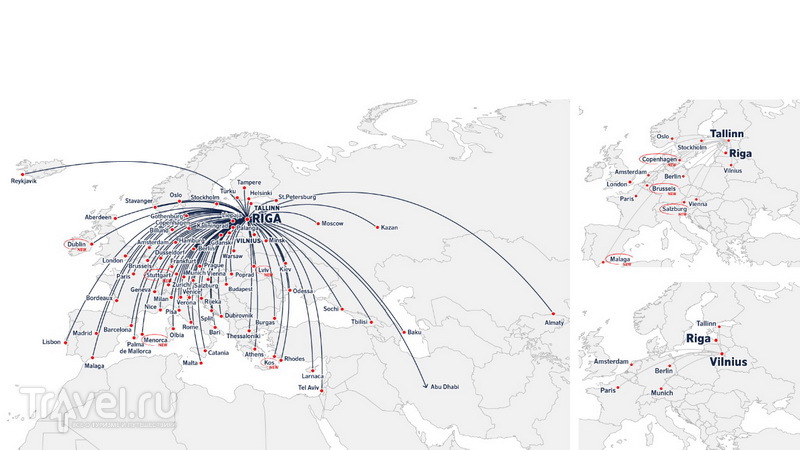 Карта маршрутов авиакомпании / Латвия