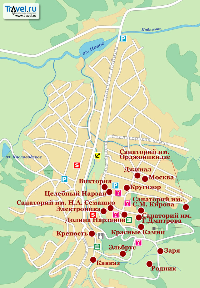Санатории на карте россии. Санатории Кисловодска на карте города. Карта Кисловодска с санаториями. Карта Кисловодска с достопримечательностями. Санаторий Луч Кисловодск на карте Кисловодска.