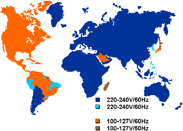 напряжение и частота в электросетях стран мира