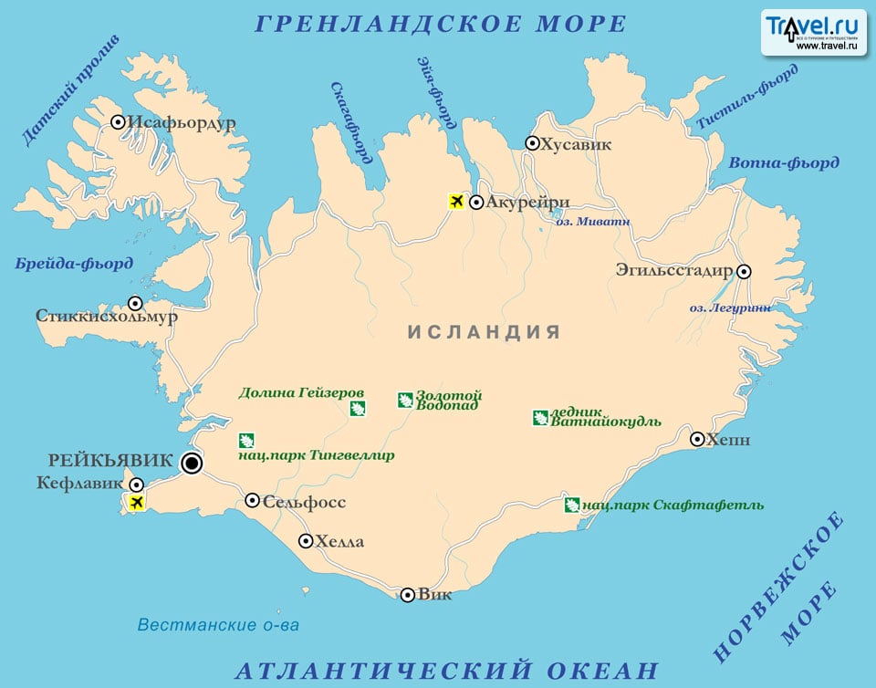 Карта Исландии / Travel.Ru / Страны / Исландия / Карты