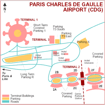 Схема аэропорта Шарль де Голль
