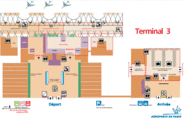 Схема терминала 3 аэропорта Шарль де Голль / Франция