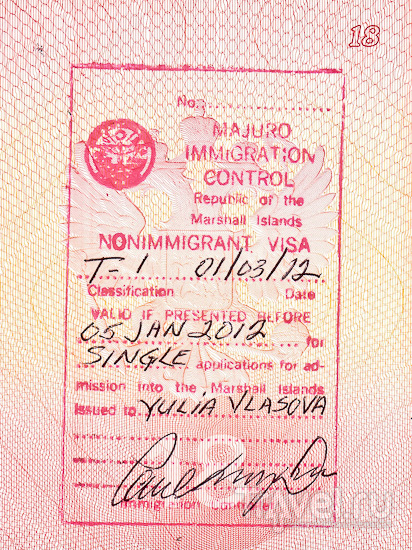 Виза в паспорте / Маршалловы острова