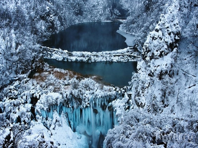 Зимние пейзажи заповедника "Плитвицкие озера", Хорватия / Хорватия