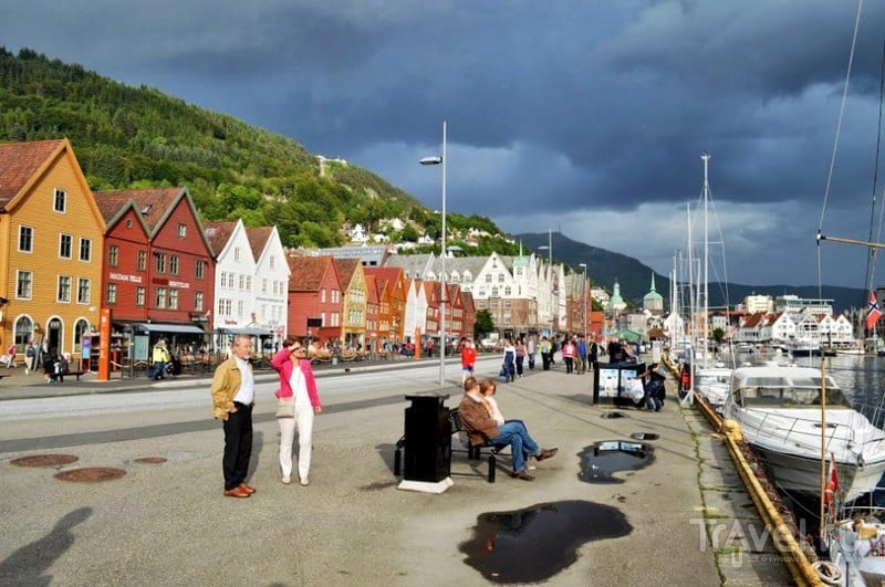 Дорога, красоты Бергена, рыбный рынок / Норвегия