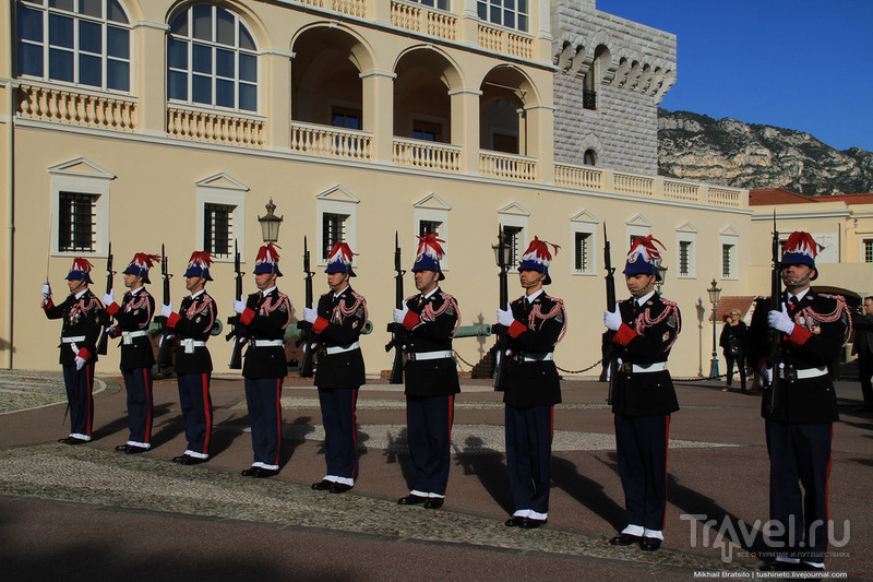 Торжественная смена караула у Княжеского дворца в Монако в честь рождения наследников престола / Монако