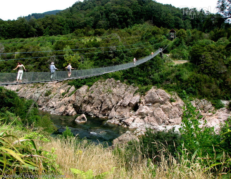 Река Буллер. Самый длинный подвесной мост в Новой Зеландии / Фото из Новой Зеландии