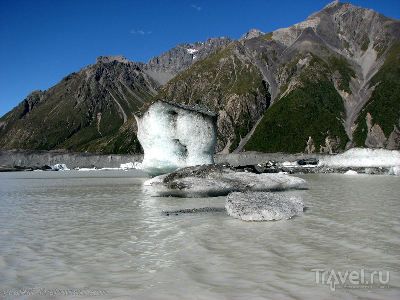 В стране антиподов. Черные айсберги Тасманова озера / Фото из Новой Зеландии