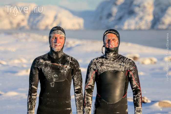 Серфинг в Арктике зимой / Россия