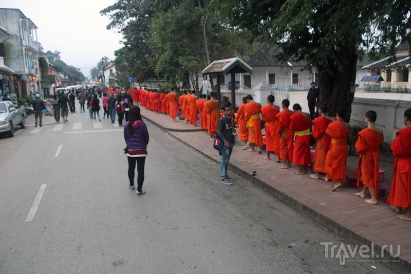 Лаос: Луангпхабанг. Кормление монахов / Лаос