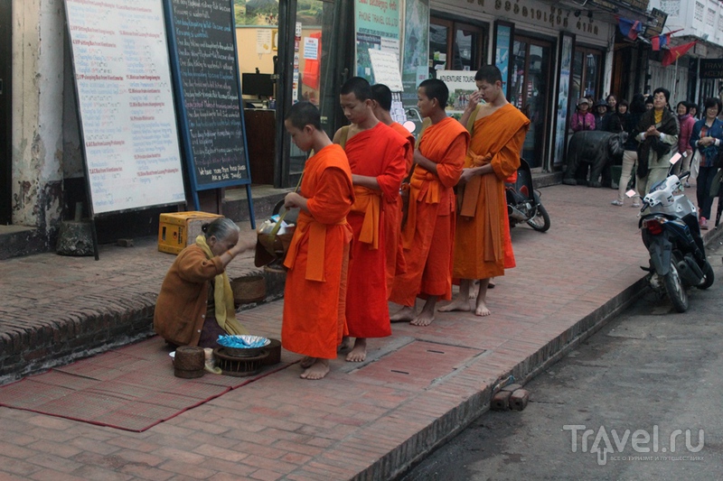 Лаос: Луангпхабанг. Кормление монахов / Лаос