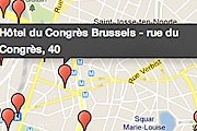 На карте обозначены места с точками доступа в интернет. // bruxelles.be