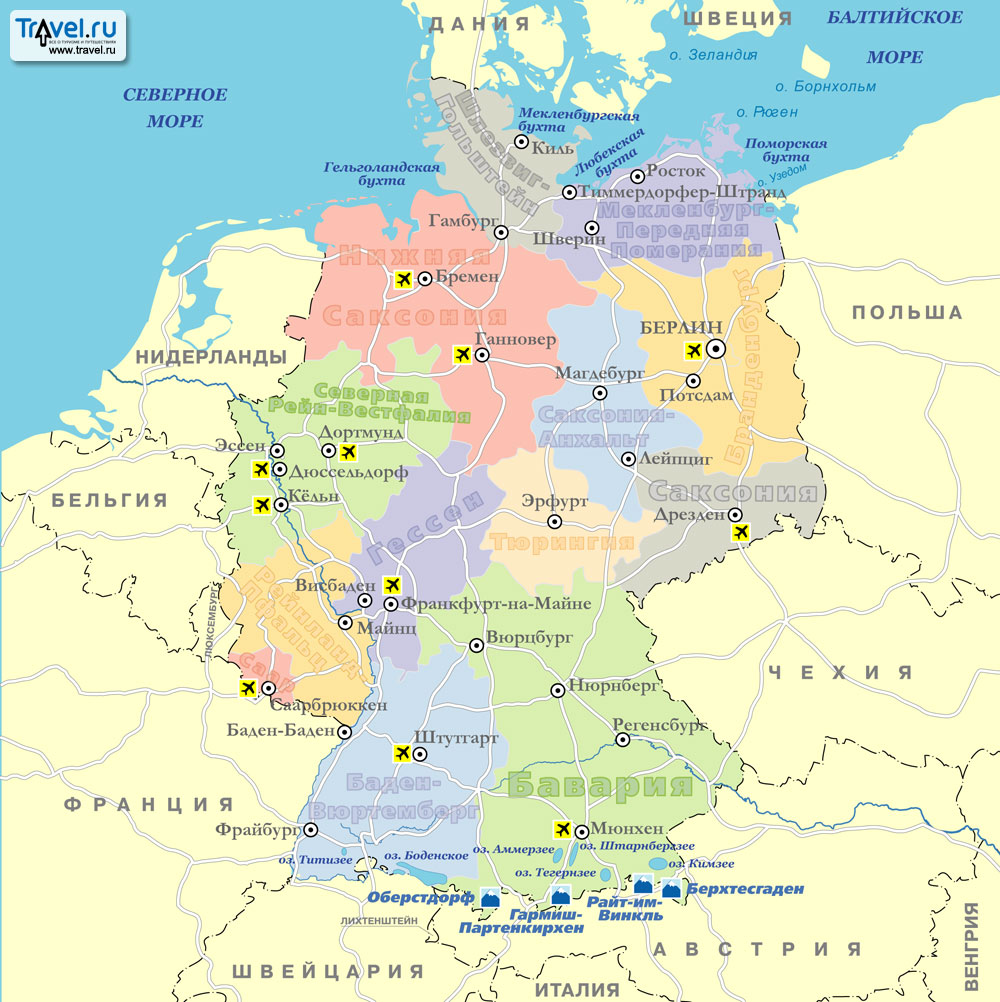 Карта горнолыжных курортов Германии Карта горнолыжных курортов Германии
