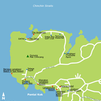 Карта северо-западного района штата Ланкави