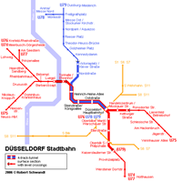 Схема метро в Дюссельдорфе