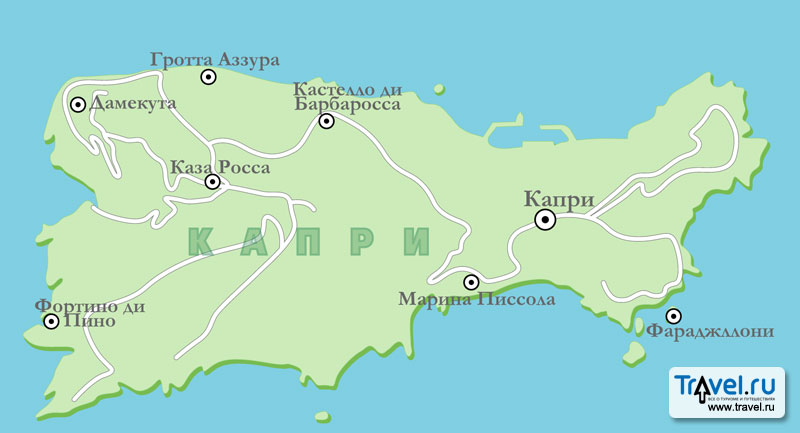 Карта острова Капри Карта острова Капри