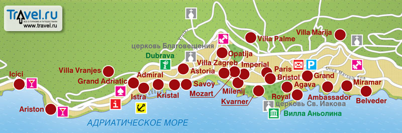 Карта курорта Опатия