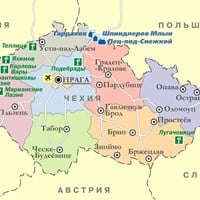 Карта горнолыжных и бальнеологических курортов Чехии