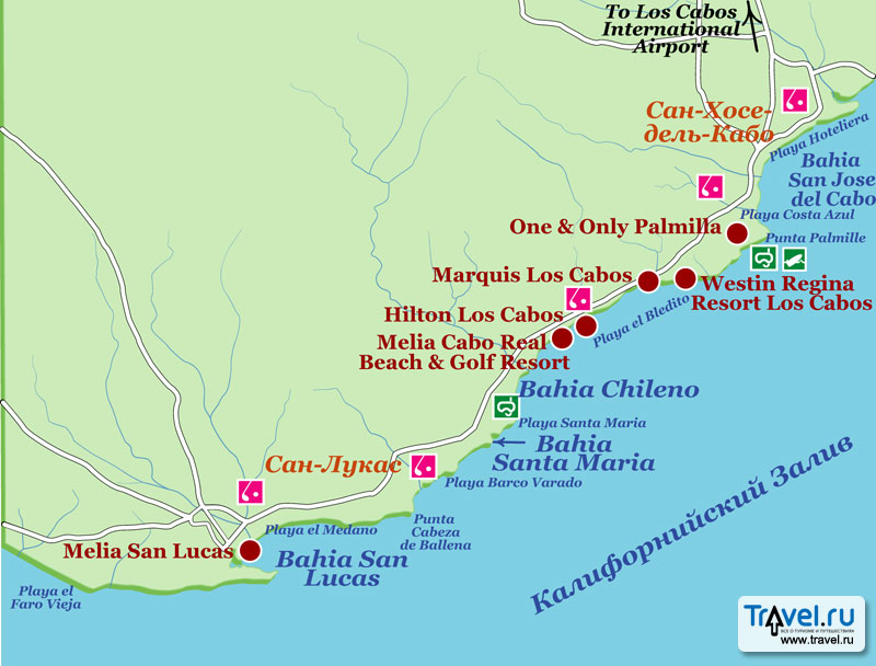 Карта курорта Лос-Кабос Карта курорта Лос-Кабос